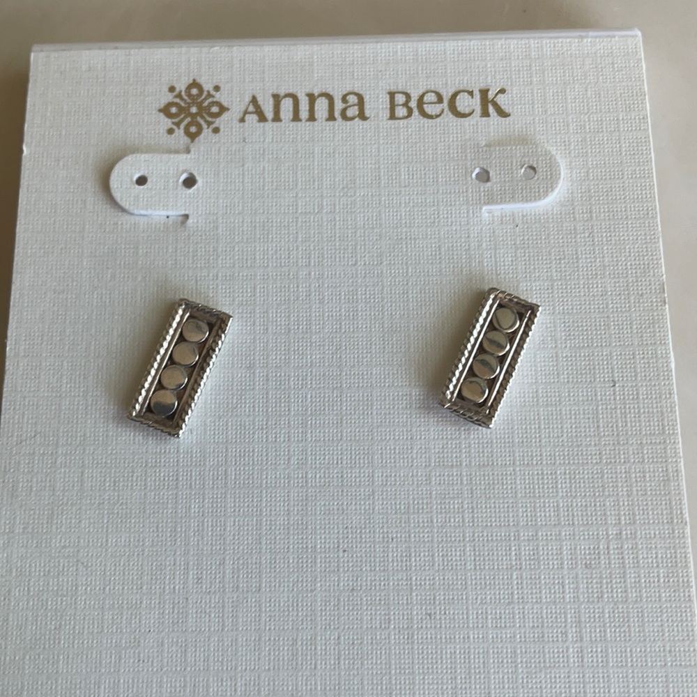 Anna Beck small sterling silver bar earrings